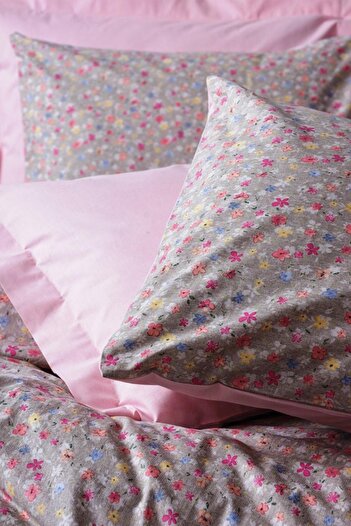 Cotton Box Petite Tek Kişilik Nevresim Takımı Sihu Pembe, %100 Pamuk Ranforce 30/1 57 TEL Kumaş, Pigment Baskıl