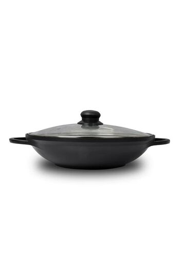 ABAREEK Non-Stick Frying Pan with Lid Black/Clear28cm