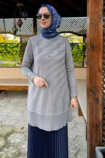 Rabia Şamlı Gray Wise Knitwear Tunic