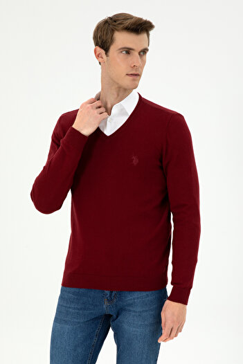 U.S. Polo Assn. Men's Burgundy Basic Sweater 50294764 -Vr014