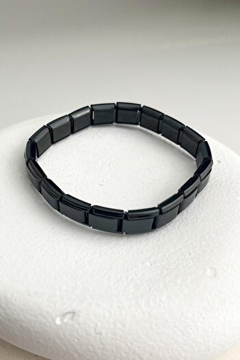 Modex Steel Black Color Cut Plate Spring Bracelet(19 cm)