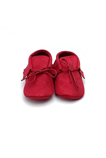 TUĞRA CENTER Baby Tuğra Handmade Lace-up Moccasin Booties Baby Shoes - Red