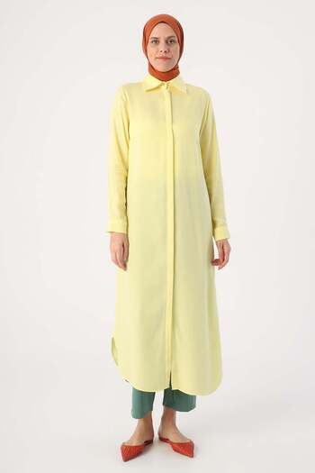 ALLDAY Light Yellow-Hidden Placket Shirt Tunic