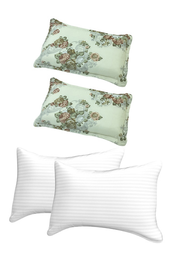 Generic Floral 4 Piece Set of 2 Pillows and 4 Pillow Case 50x75cm