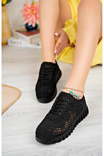 Aymood Örgü Desenli Sneakers C Siyah Tekstil