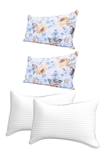 Generic Floral 4 Piece Set of 2 Pillows and 4 Pillow Case 50x75cm