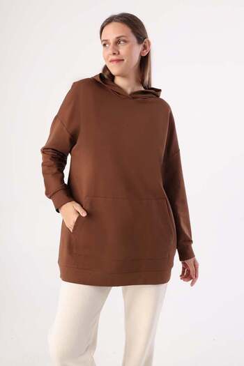 ALLDAY Coffee-Hooded Sweat Tunic
