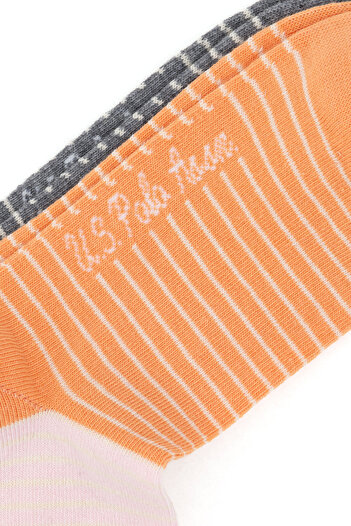 U.S. Polo Assn. Kadın Gri Melanj 2'li Soket Çorap 50298996-VR086