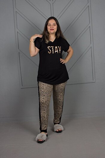 Truva XXL Plus Size Lace-Up V-Neck Pajama Suit