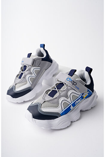 McDark Rubber Laced Ice Navy Blue Orthopedic Non-Yellowing Sole and Velcro Unisex Children's Shoes