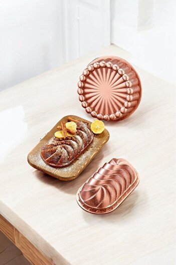 Doremcy Eda Granite Casting 2-Piece Tart and Slice Mold Set – Non-Stick, Oven Resistant, Rose