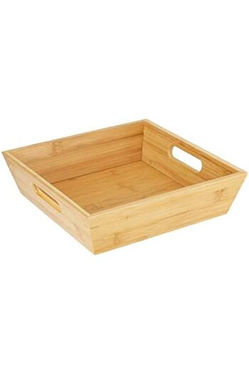 STOREMAX Snshop Bamboo Luxury Square Large Bread Bowl-Fruit Bowl 25cm, Bamboo Bread Bowl Square Large Size 25cm 467437