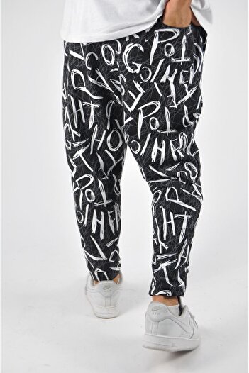 Superbluemexico Men's Bagget Pants Patterned Straight Leg Sports Model