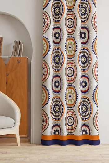 AYSHOME Ays Home Colorful Ethnic Patterned Background Curtain (135 cm X 260 cm) Without Pleat