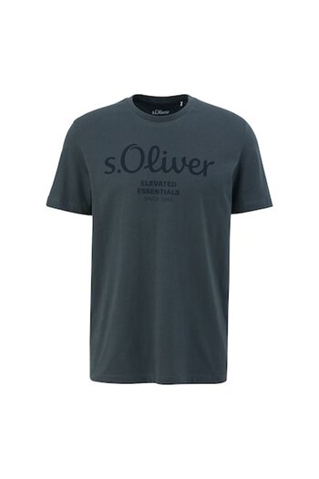 s.Oliver Herren T-Shirt - Basic, Logoprint, Rundhals, Baumwolle