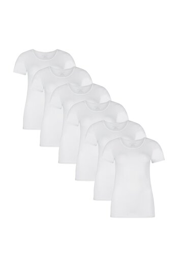 Bamboo Basics Damen T-Shirt KATE, 6er Pack - Unterhemd, Rundhals, Single Jersey