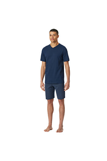 Schiesser Herren Schlafanzug, kurz - Casual Essentials, V-Ausschnitt, Baumwolle