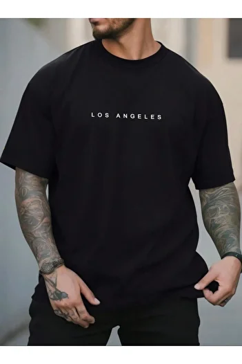 Medinenur LOS ANGELS BASIC T-SHIRT ΜΕ ΛΕΠΤΟΜΕΡΗ ΚΕΙΜΕΝΟ