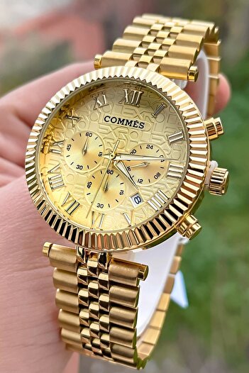 COMMES Men's Wristwatch Crono Functions Active Gold Color