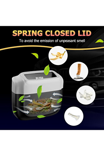 Saharaz Multifunctional vehicle trash can,ABS plastic,leakproof and durable,with lid,easy to install,black