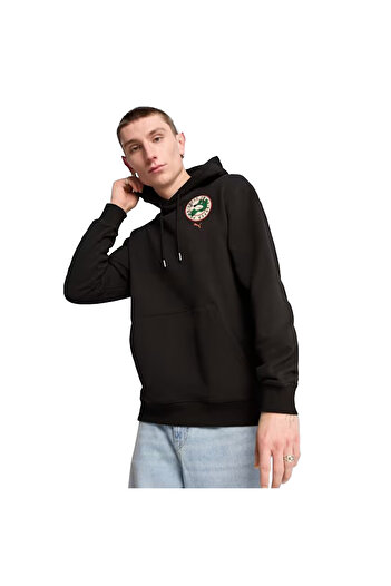 Puma Мъжки суитшърт Graphics Super в черен стил, ежедневен, 62964201