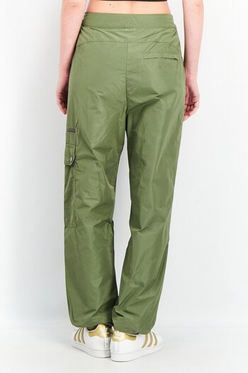 adidas Women High Waist Belted Solid Pants, Dark Green