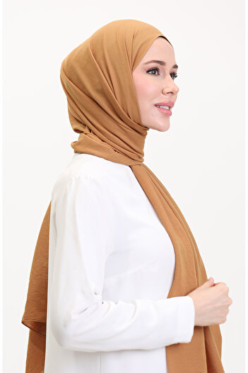 sefamerve Soft Cotton Mustard Shawl - 2000-56 Model