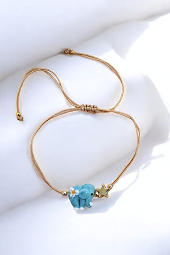 PETEK AKSESUAR Elephant Handmade Glass Murano Anklet Bracelet
