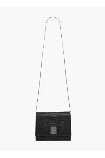 Celeste Embellished Crossbody Bag with Button Closure and Chain Strap - W 18 x H 14.5 x D 5 cm