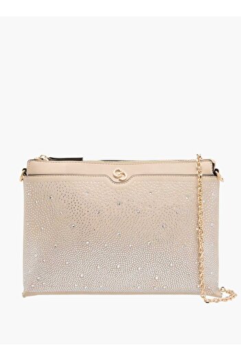Celeste Embellished Crossbody Bag with Zip Closure and Chain Strap - W 3 x H 20.5 x D 30 cm