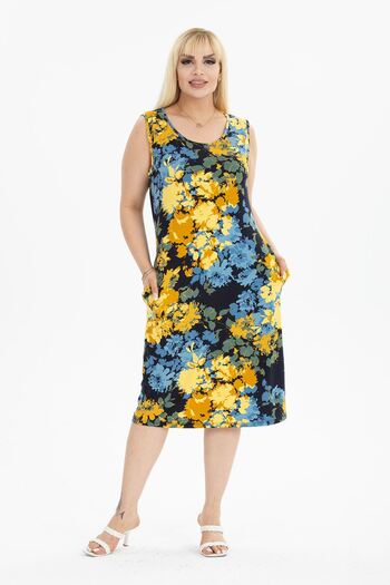 modayız Summer Sleeveless Pocket Plus Size Dress 9B-2389