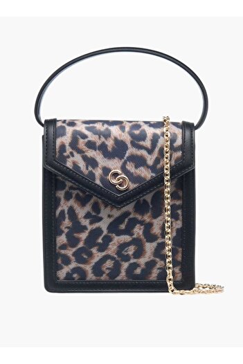 Celeste Animal Print Crossbody Bag with Handle and Flap Closure - W 5.5 x H 15.5 x D 14.8 cm