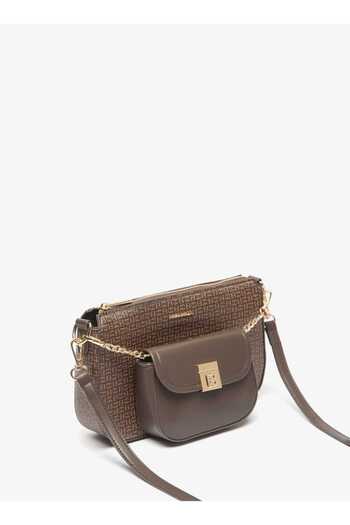 Flora Bella by Shoexpress Flora Bella Monogram Detail Crossbody Bag with Detachable Strap and Pouch