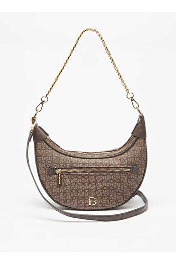 Flora Bella by Shoexpress Flora Bella Monogram Detail Hobo Bag with Detachable Strap and Zip Closure