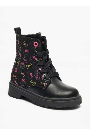 Hello Kitty Printed Low Ankle Boots with Zip Closure