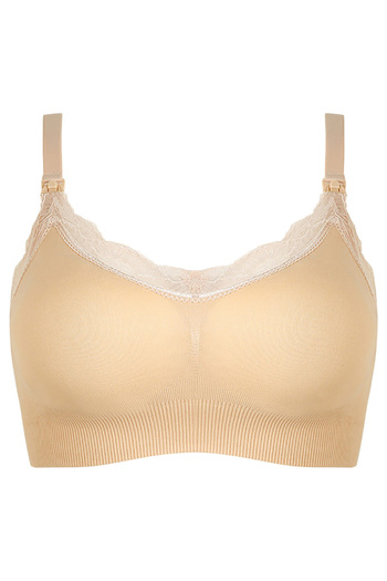 Blooming Blossom - Nursing Lace Trim Bra Nude_XL