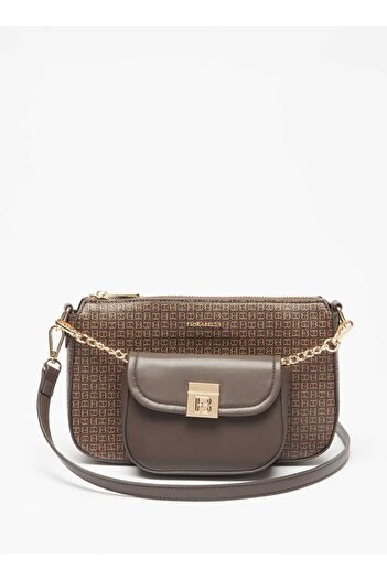 Flora Bella by Shoexpress Flora Bella Monogram Detail Crossbody Bag with Detachable Strap and Pouch