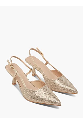 Flora Bella by Shoexpress Flora Bella Embellished Slingback Shoes with Flared Heels and Buckle Closure