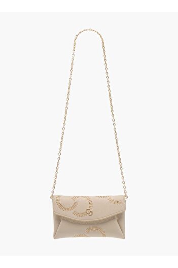 Celeste Stud Detail Clutch with Chain Strap and Flap Closure - W 0.5 x H 13 x D 22 cm