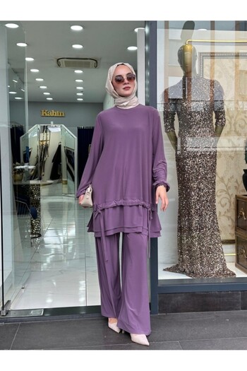 NS Moda Lilac Hijab Aura Set - Model-529