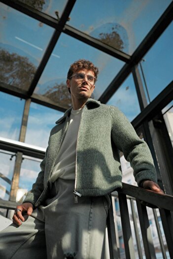 ablukaonline Palton verde unisex din lână de alpaca