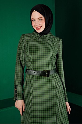Alvina PLAID DRESS 43370 WITH BUTTONED CUFFS