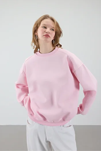 Addax Crew Neck Raised Basic Sweatshirt S3408-K11