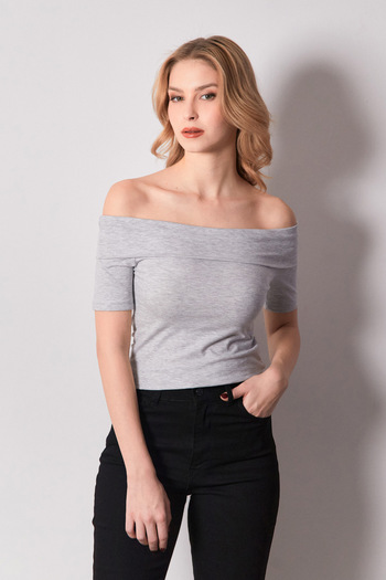 Fulla Moda Basic Madonna Collar Blouse