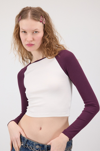 Addax Long Sleeve Crop Reglan Blouse - B1634-I13