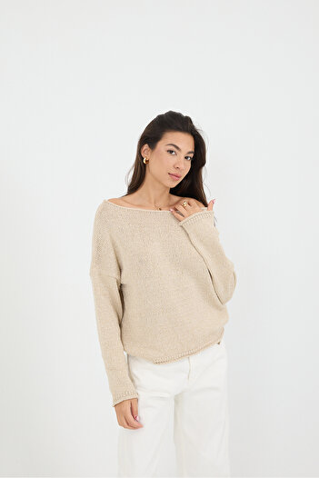 Addax Glitter Knitwear Boat Neck - K10281 B9 Model