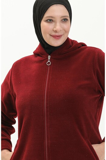 Kardelen Butik Ümraniye Hooded Fleece Cardigan - Araboy Zippered