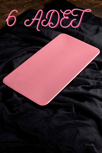 Countra Pink Siera Rectangular Boat Plate 33 cm - 17 cm 6 Pieces Ceramic Multi-Purpose Serving - Presentation Plate
