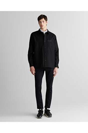 Gant Erkek Siyah Oversize Fit Logolu Gömlek