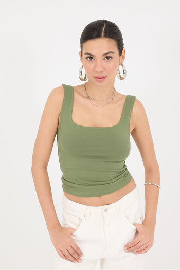 Addax Square Collar Thick Strap Tank Top - A1560-W13